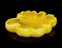 A Chinese Yellow Glazed Porcelain Lotus Leaf-Form Ink Palette