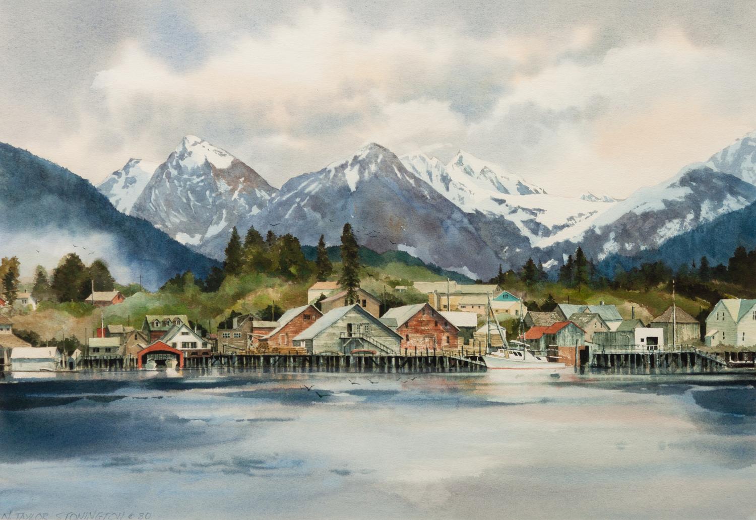 Three Paintings: Misty Mountain , 1980; Harbor Scene , 1980; Rocky Shoreline , 1978