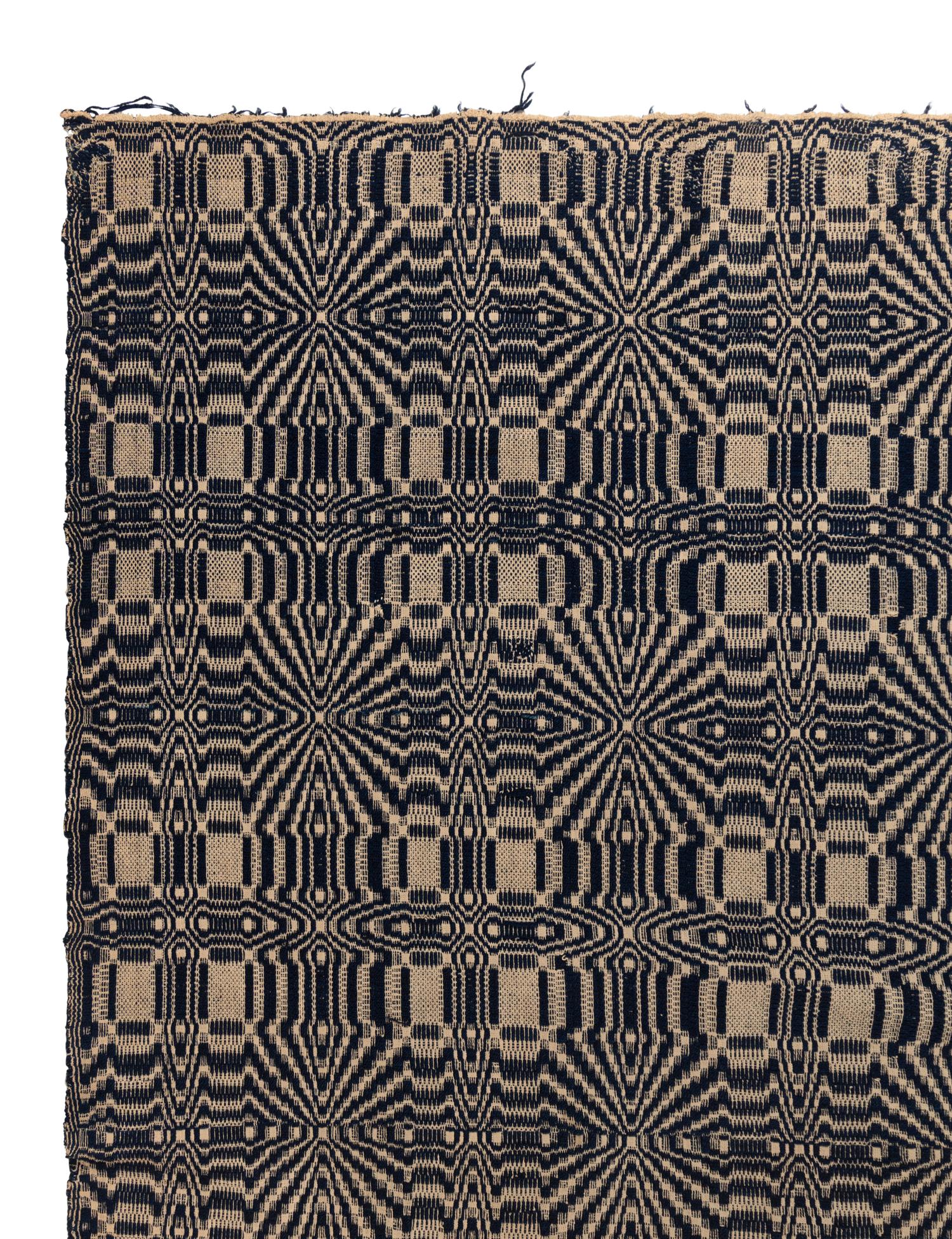 Two Cotton and Wool Jacquard Coverlets