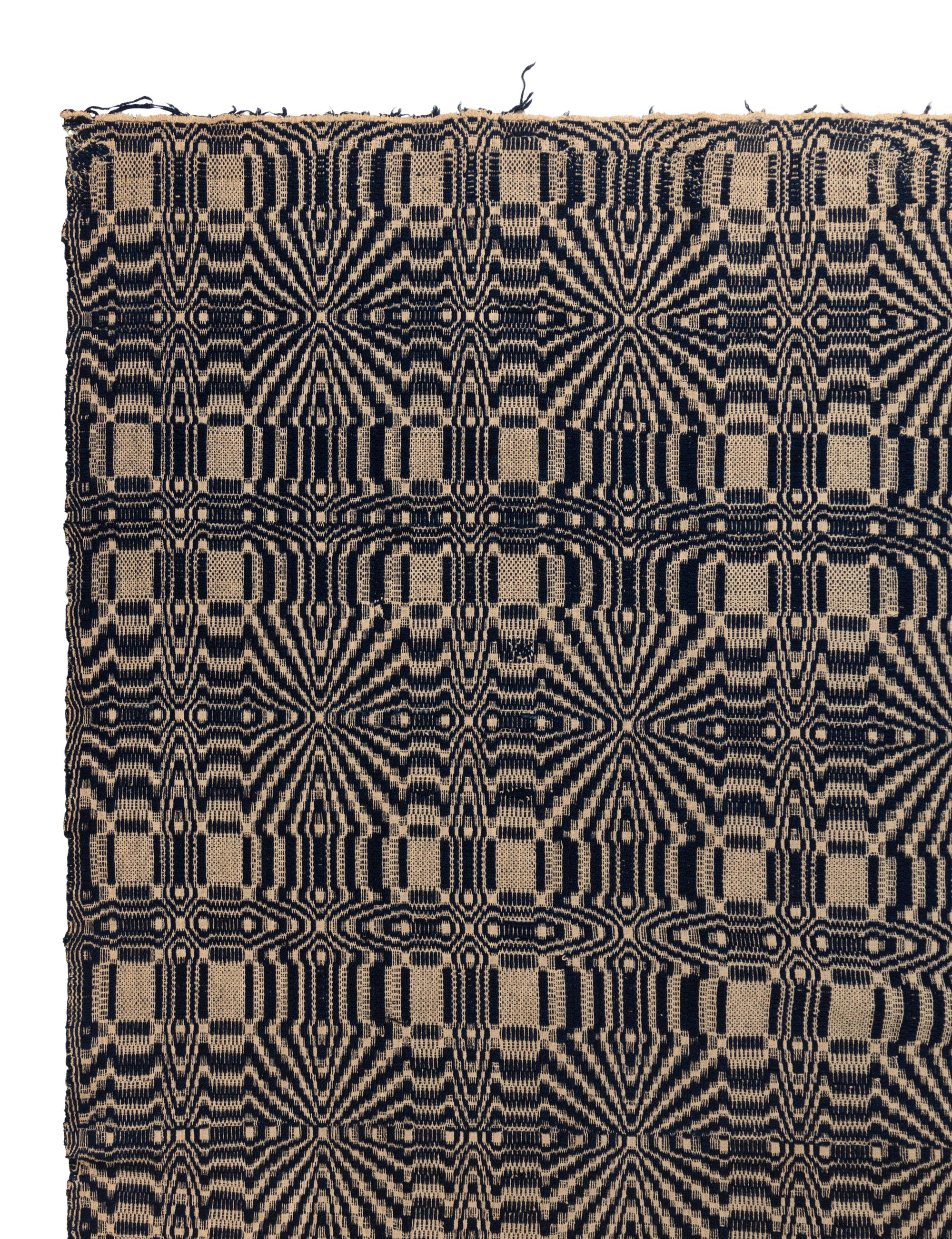 Two Cotton and Wool Jacquard Coverlets