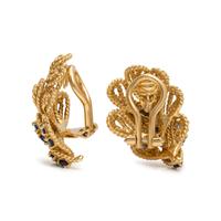 TIFFANY & CO., YELLOW GOLD AND SAPPHIRE EARCLIPS
