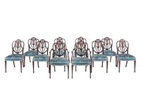 A Set of Ten English Mahogany Dining Chairs