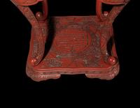 A Small Japanese Carved Red Lacquer Square Stand