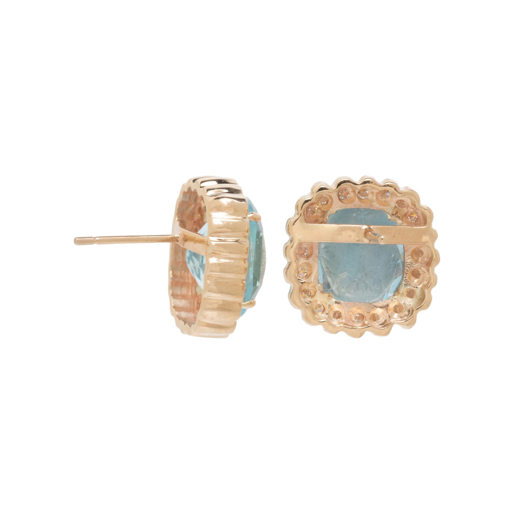 BLUE TOPAZ AND DIAMOND EARRINGS