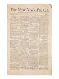 [NEWSPAPER - DEPARTMENT OF STATE]. The New York Packet. No. 942, Tuesday, August 4, 1789. New York: Samuel & John Loudon, 1789.