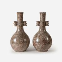 An unusual pair of mottled glaze "Arrow-Game" vases, Touhuping 投壶瓶一对