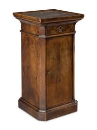 A Directoire Walnut and Marble-Top Pedestal Cabinet