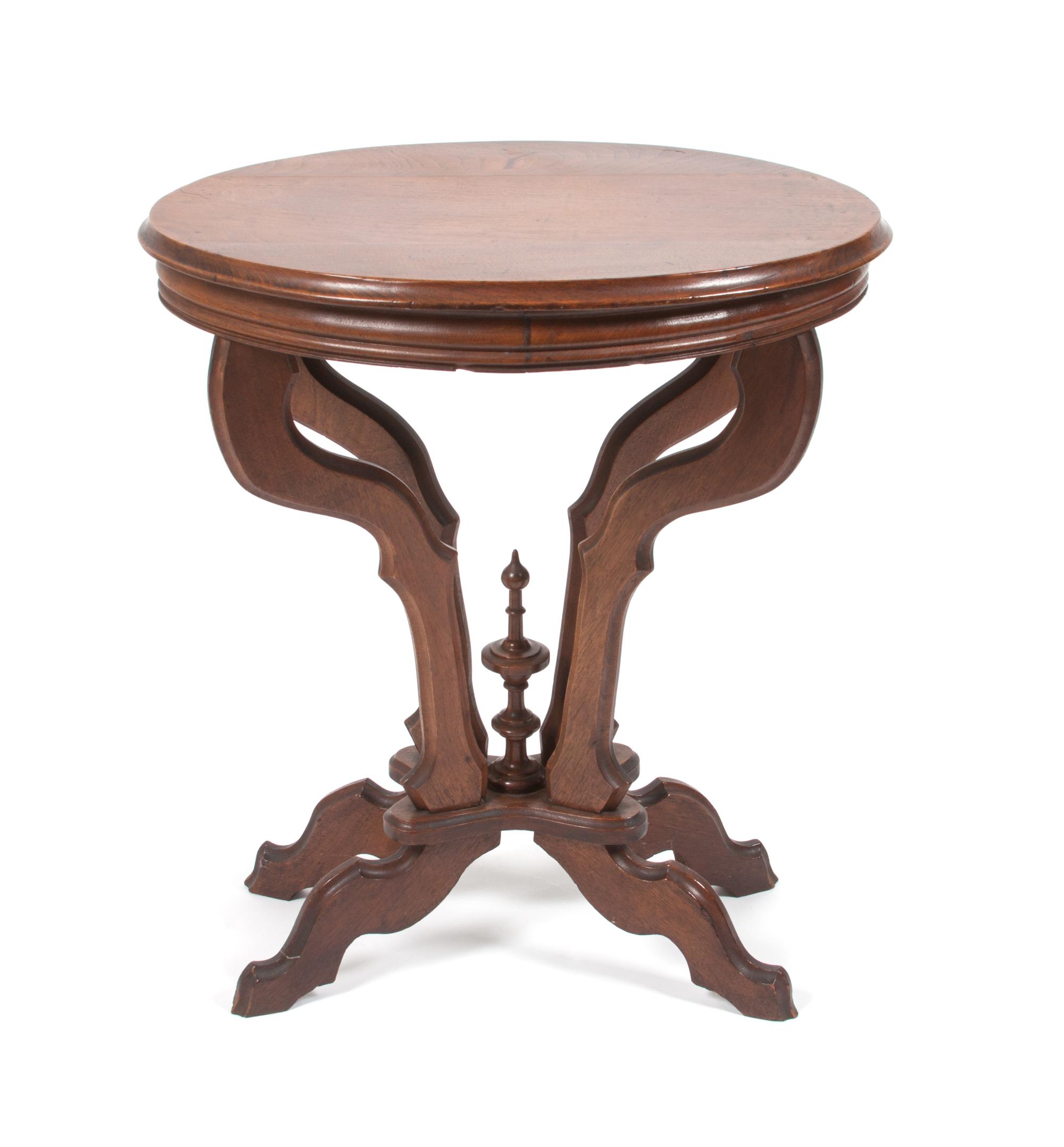 A Victorian Walnut Side Table Height 27 3/4 x width 24 x depth 17 1/2 inches. — 19TH/20TH CENTURY