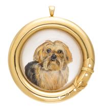 An 18 Karat Yellow Gold and Essex Crystal Terrier Pendant/Brooch, 10.20 dwts.