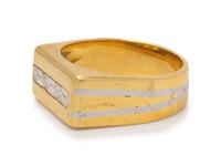 An 18 Karat Yellow Gold, Platinum and Diamond Ring,