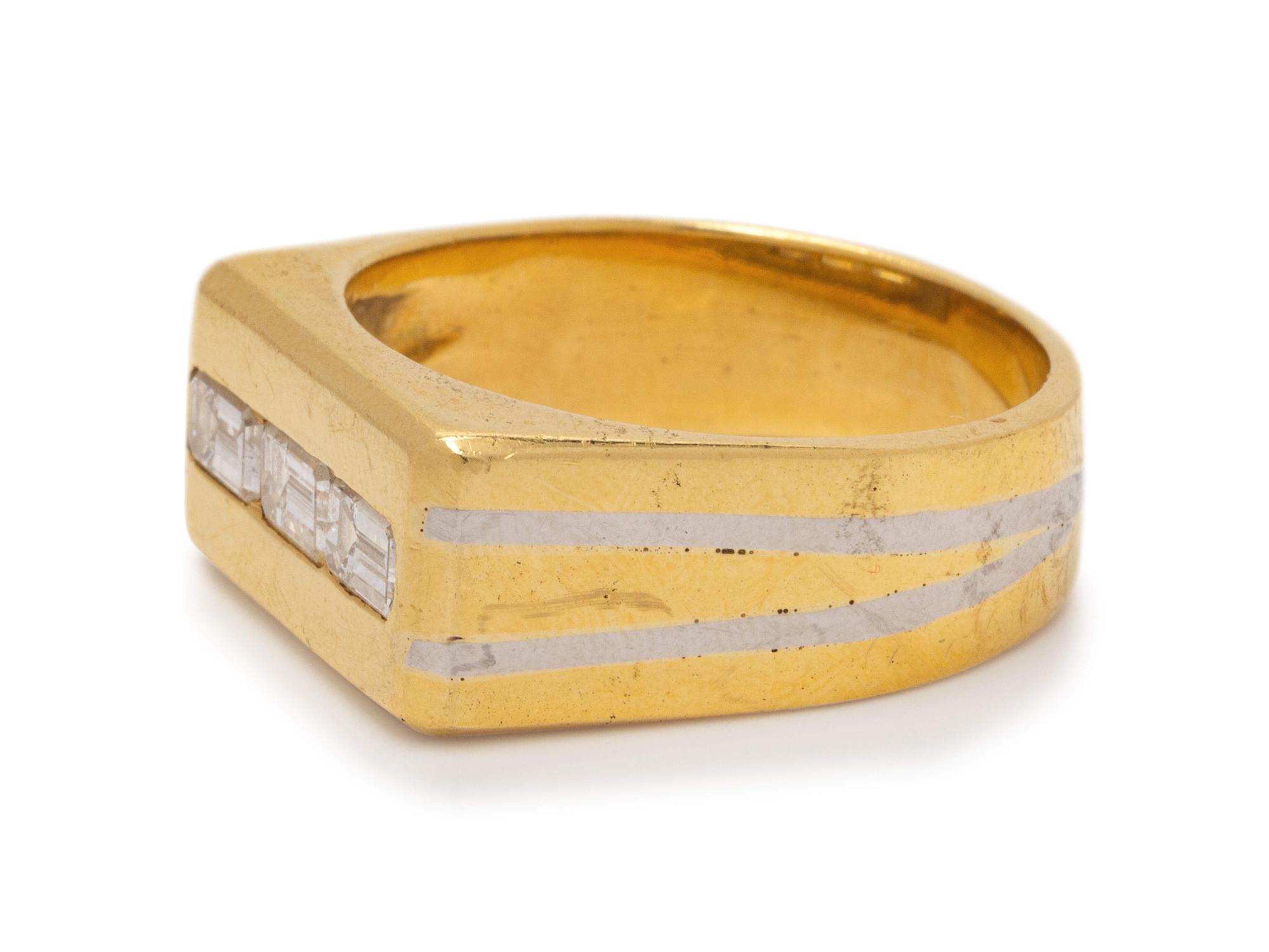 An 18 Karat Yellow Gold, Platinum and Diamond Ring,