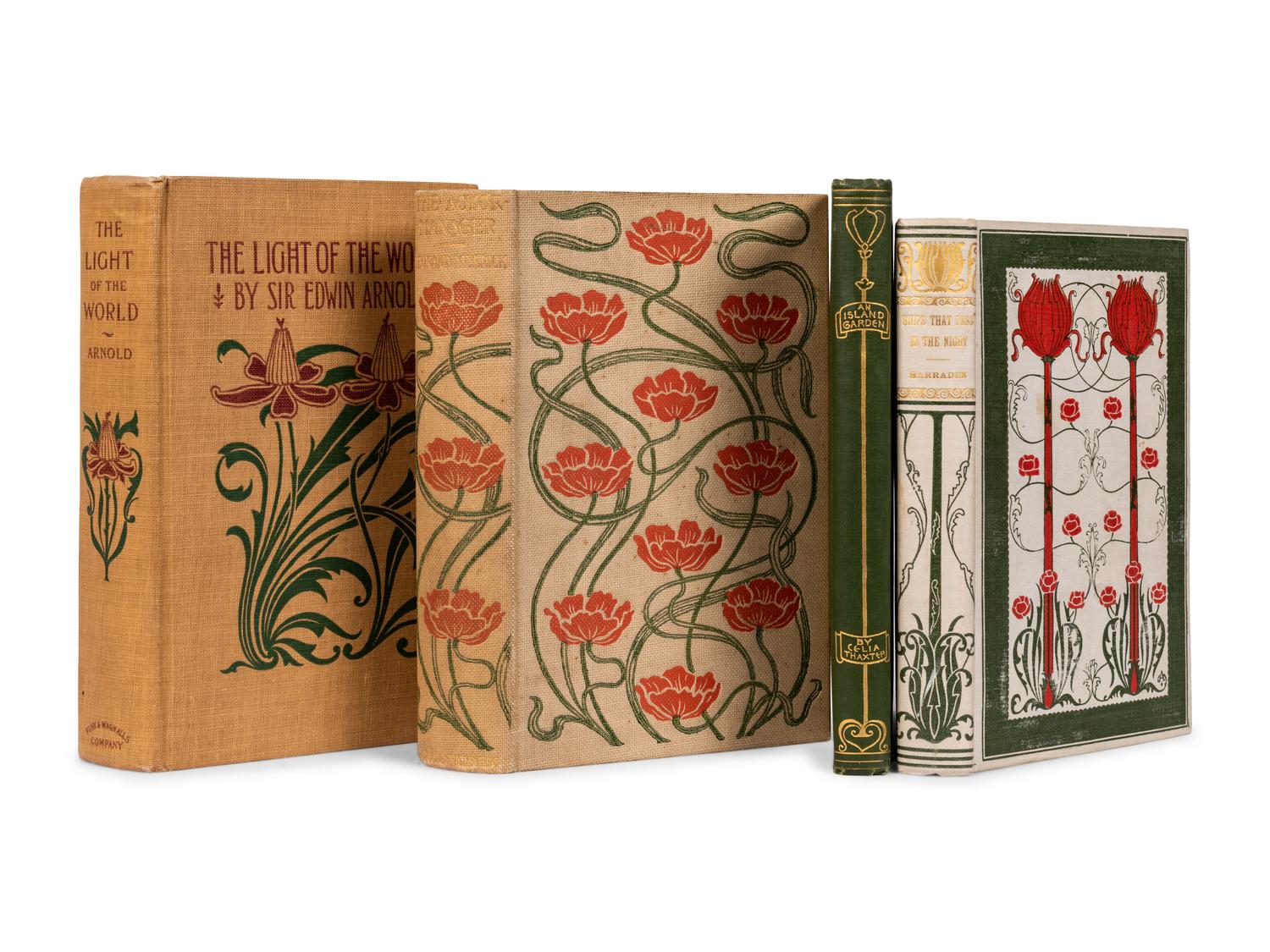 [PUBLISHER'S TRADE BINDINGS - AMERICAN]. A group of 4 bindings with floral designs, comprising:
