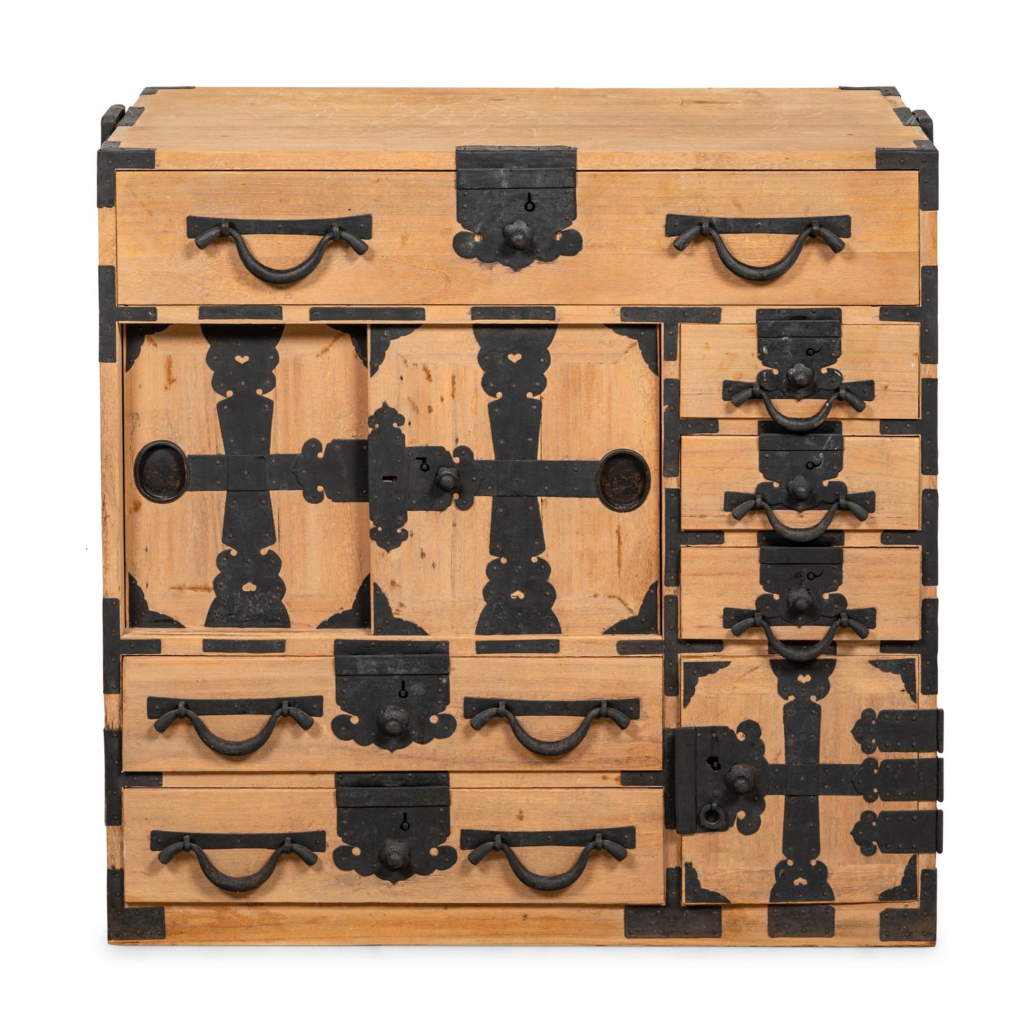 A Japanese Wood Tansu Chest