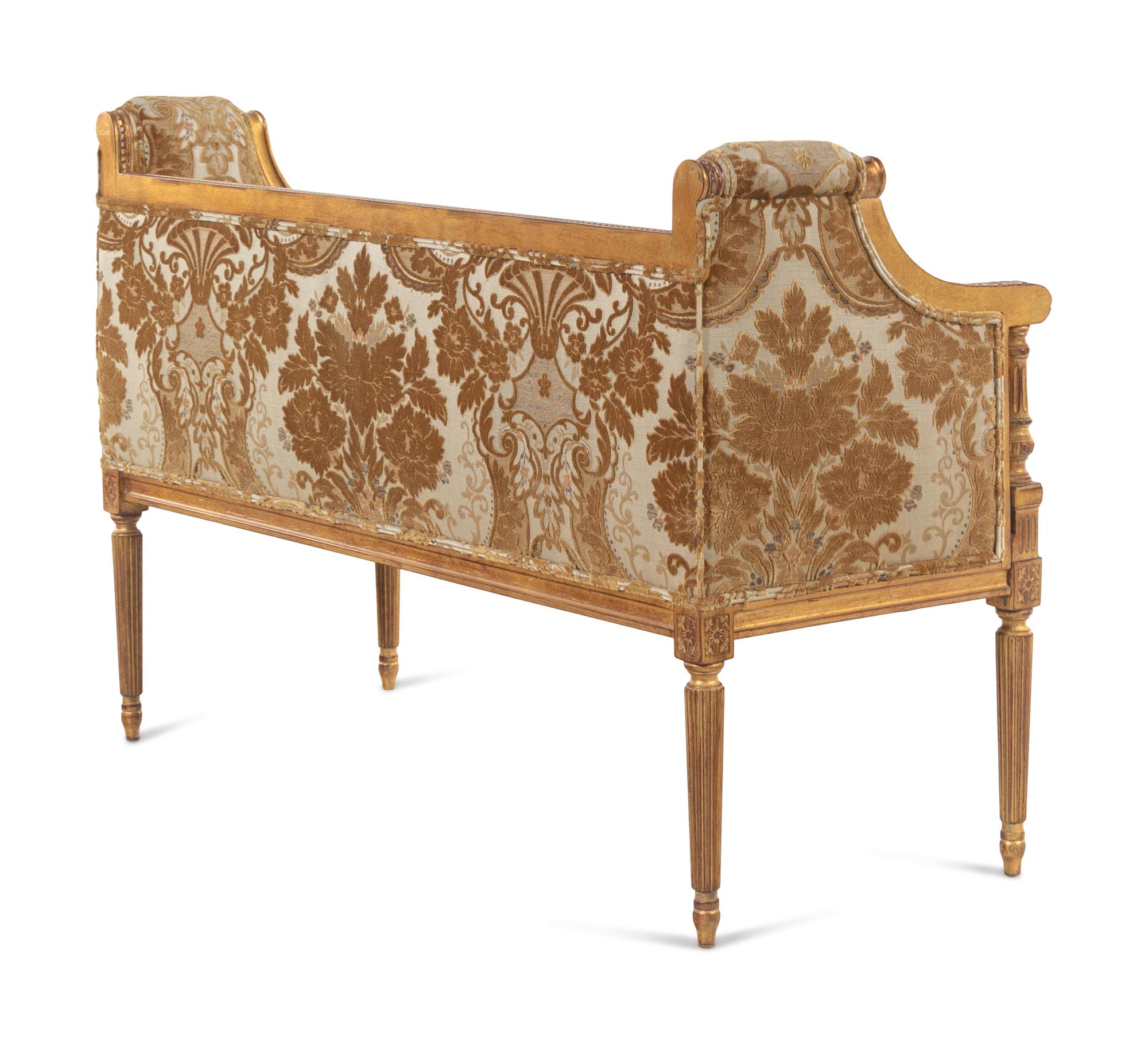A Louis XVI Style Giltwood Settee