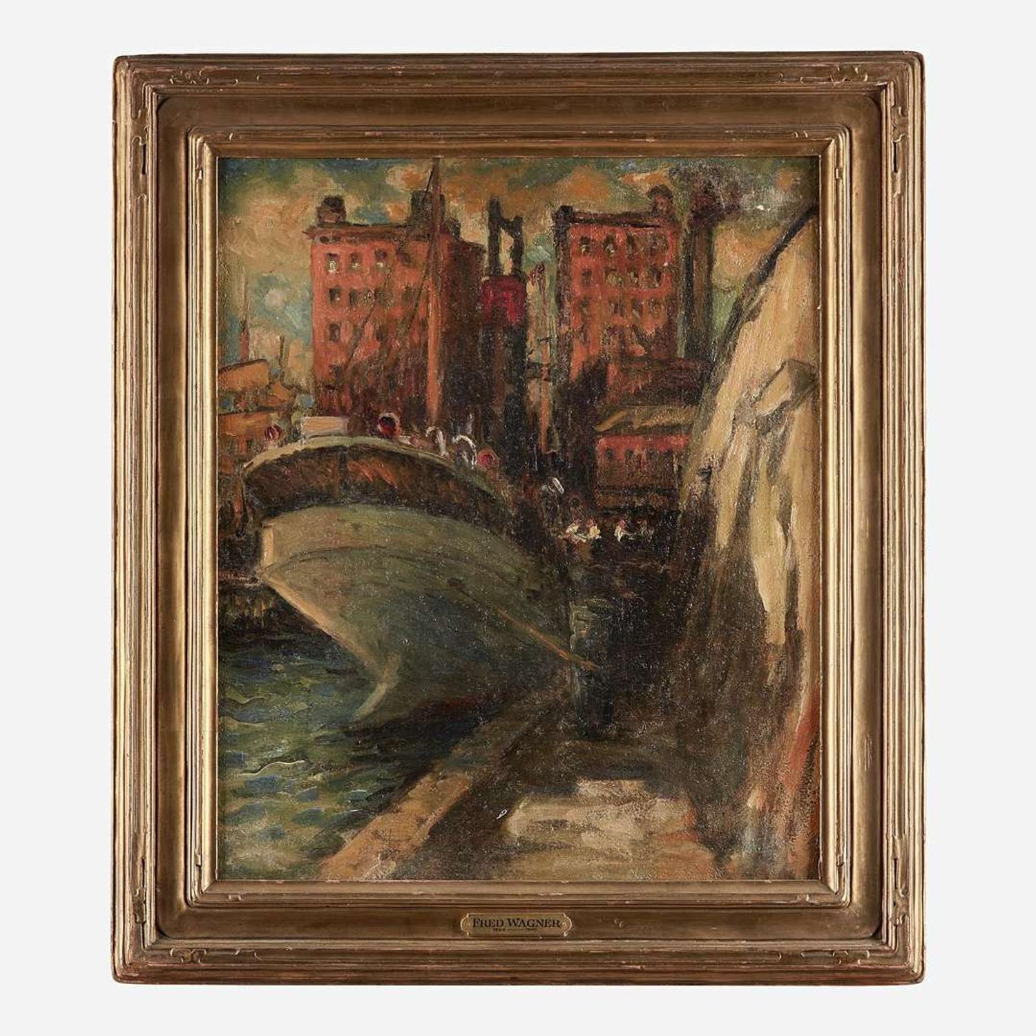 Fred Wagner (American, 1861–1940) Yacht at Dock