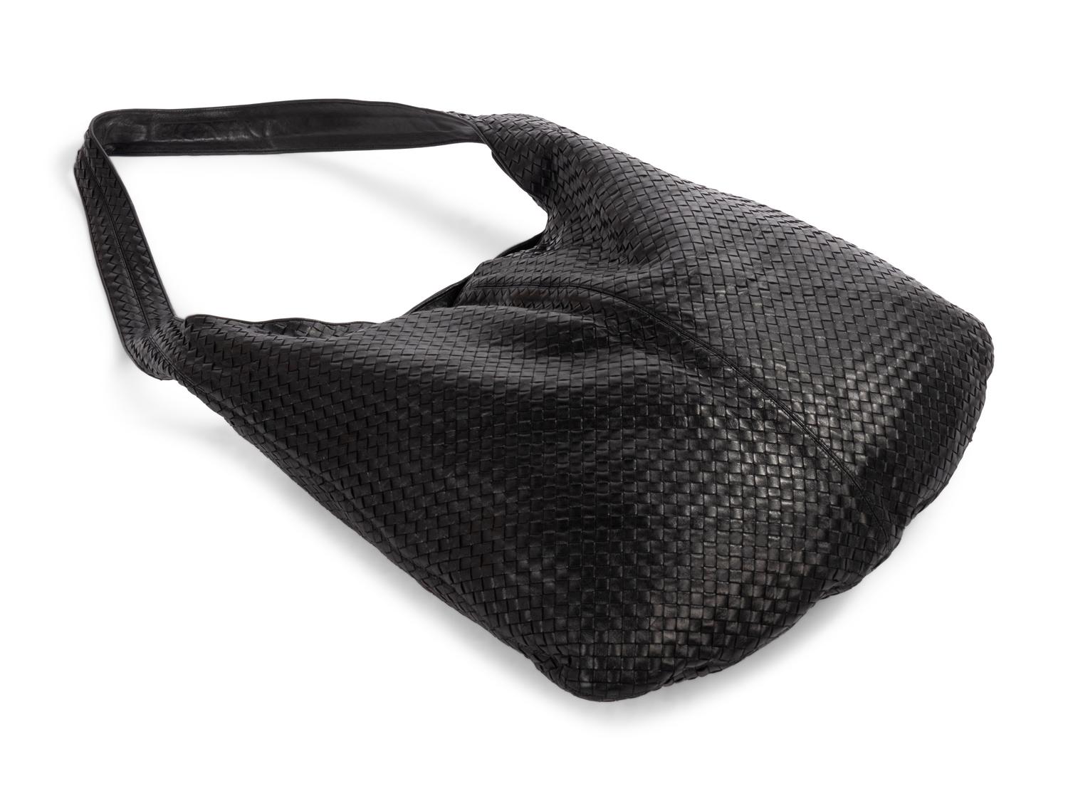Bottega Veneta Black Intrecciato Shoulder Bag, c.2000
