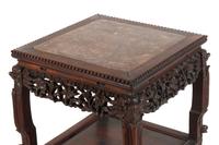 A Chinese Export Marble Inset Rosewood Square Side Table