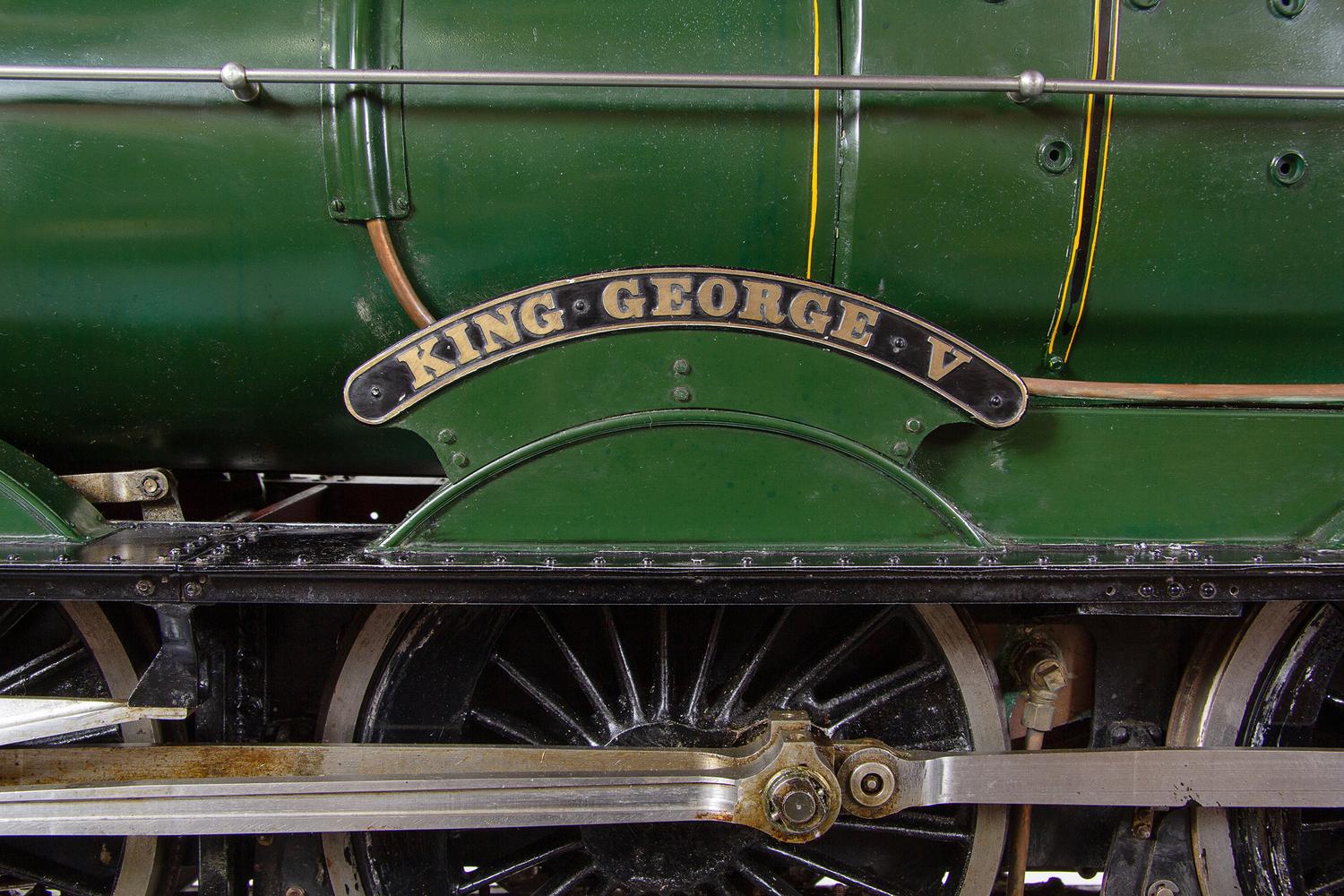 A Rare and Impressive Live Steam 7 1/4-Inch Gauge Painted Metal Great Western Railway-Class 6000: King George V Locomotive and Ride-On Tender