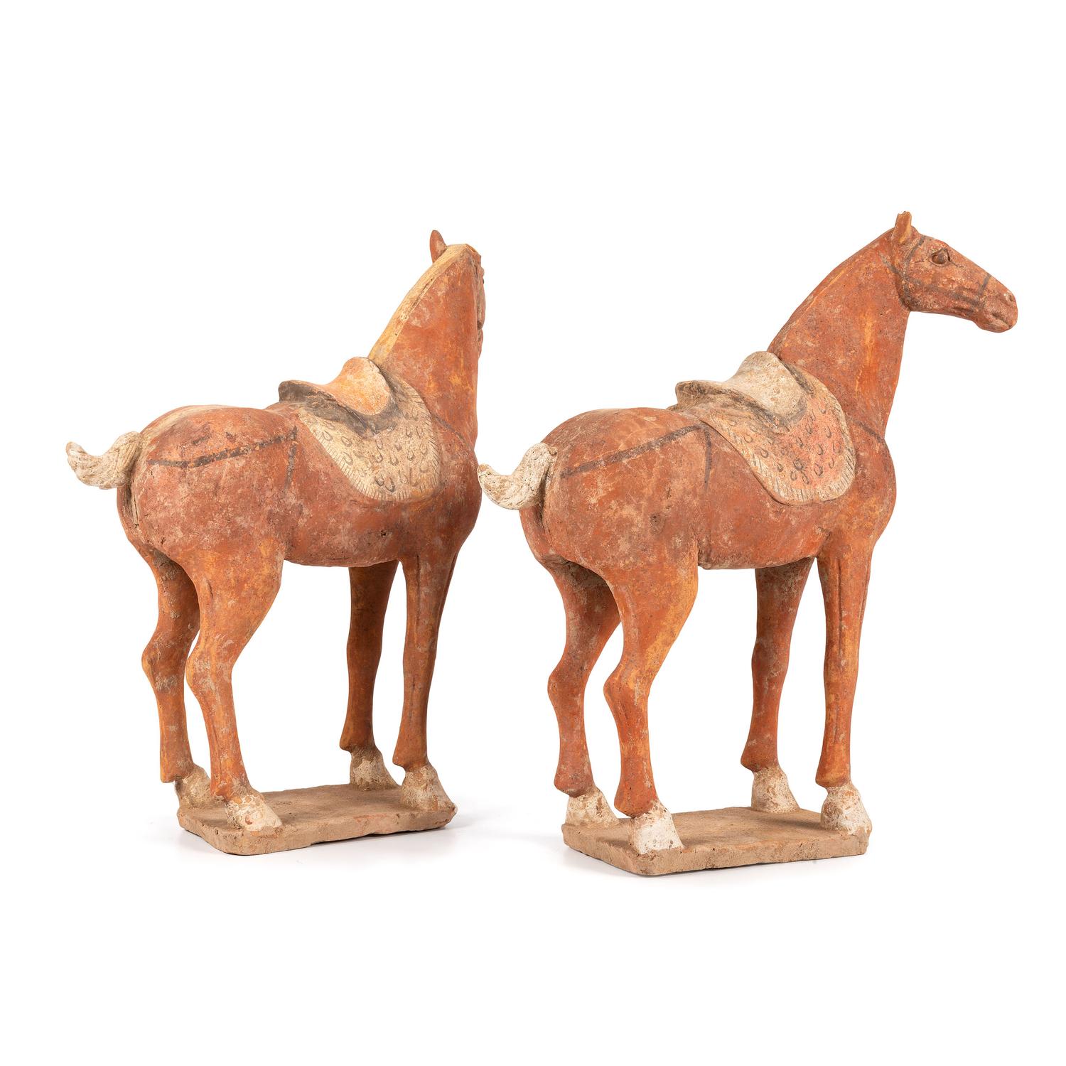 A Pair of Chinese Terracotta Horses
