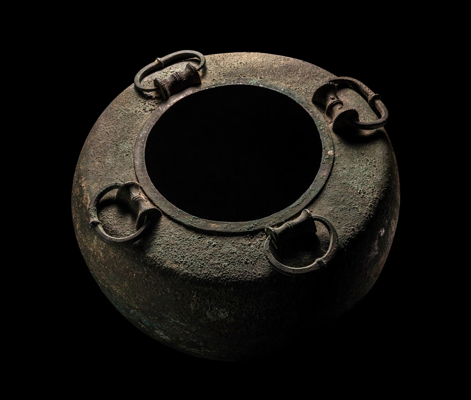 A Greek Bronze Cauldron with Lid