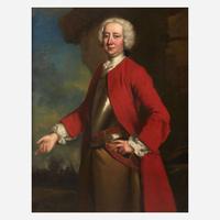 British School (18th Century) Portrait of a Military Gentleman in a Red Coat, Half-Length