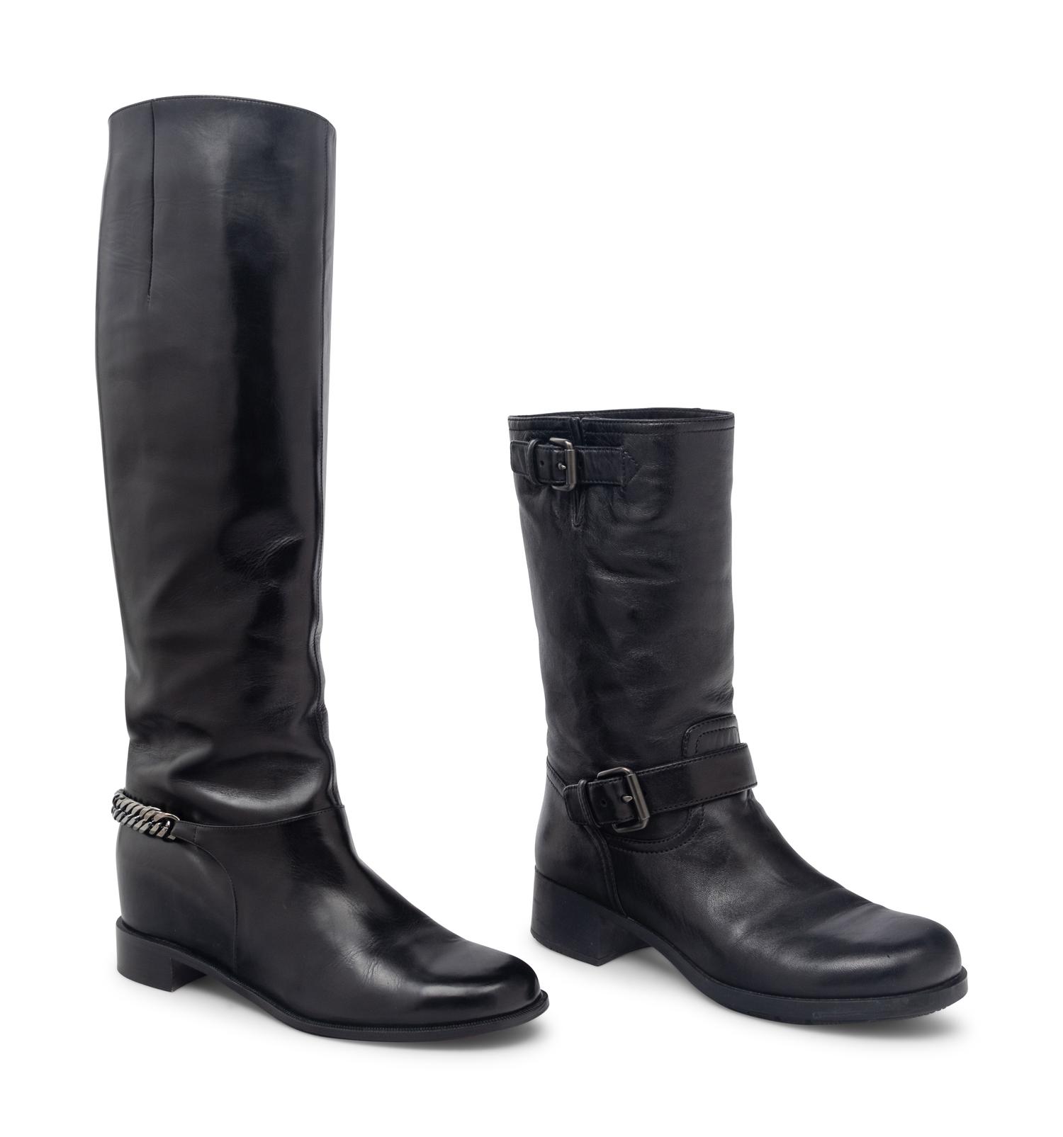 Two Pairs of Boots by Christian Louboutin and Prada Sport