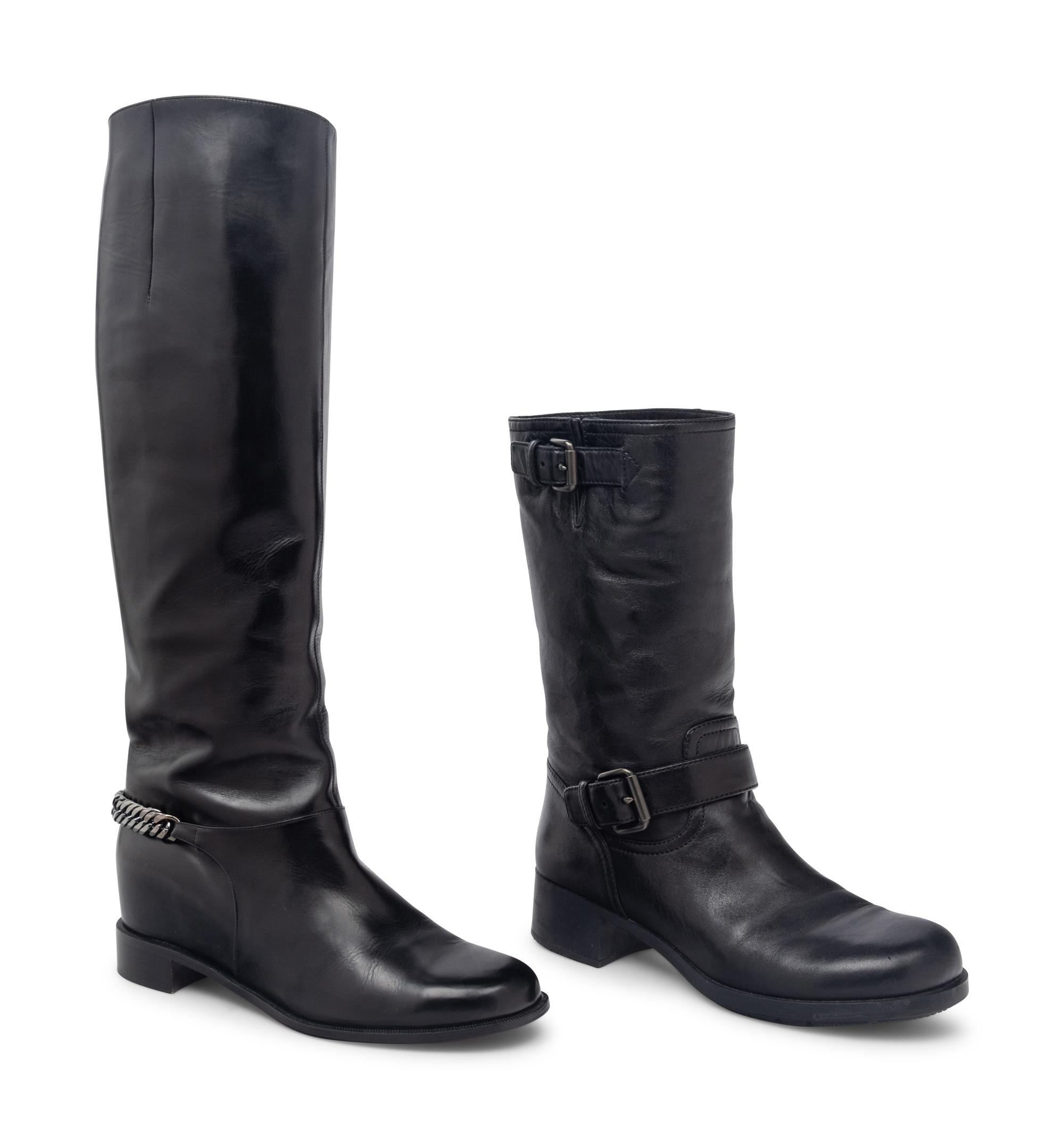 Two Pairs of Boots by Christian Louboutin and Prada Sport