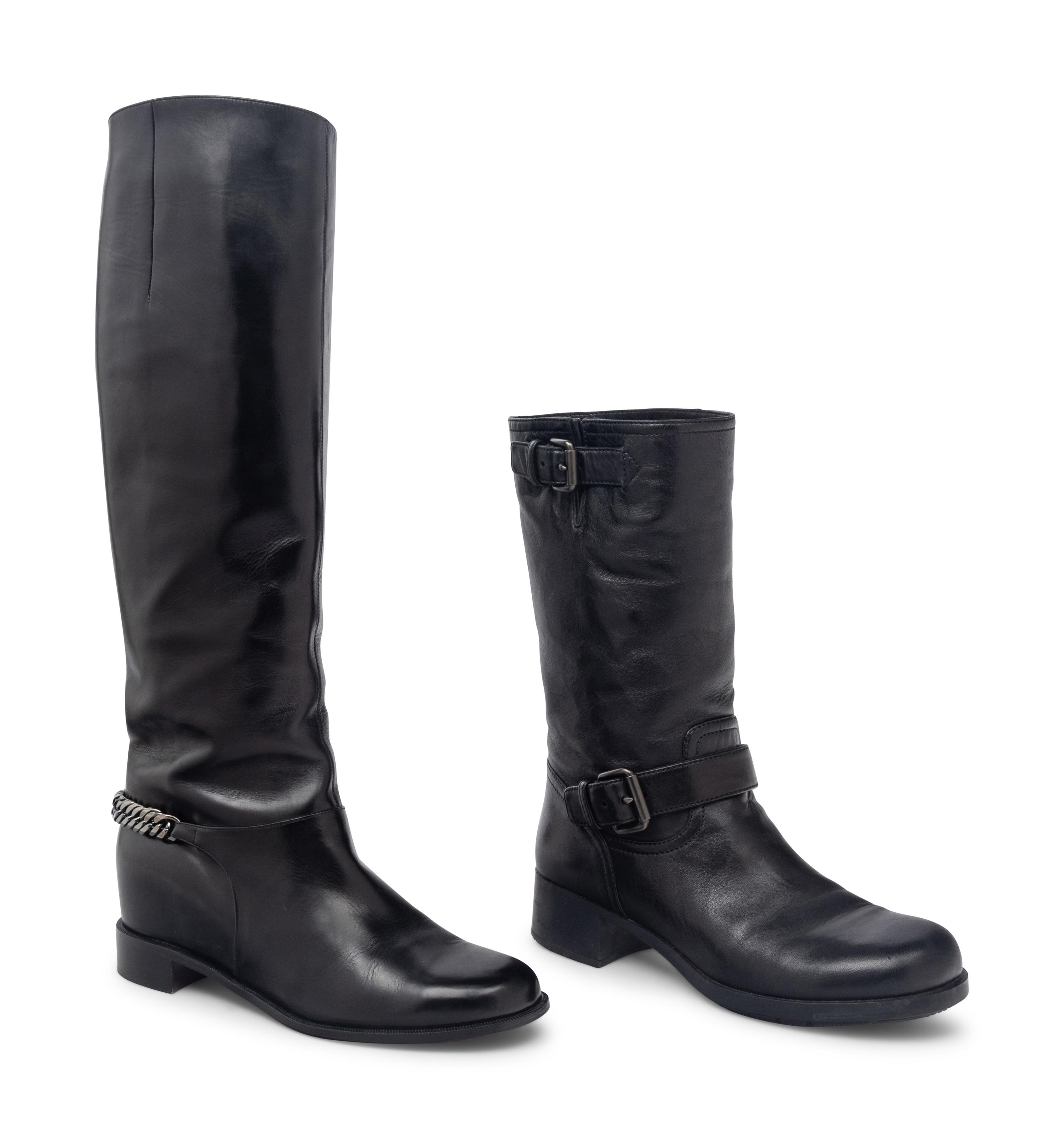 Two Pairs of Boots by Christian Louboutin and Prada Sport