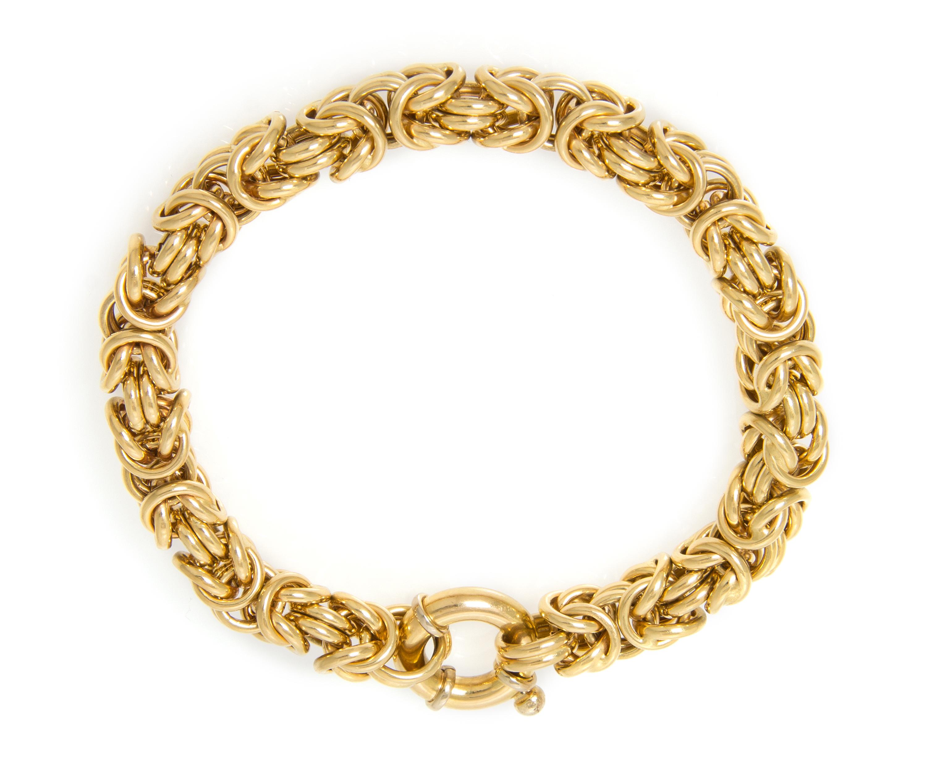 An 18 Karat Yellow Gold Byzantine Chain Demi Parure, 51.90 dwts.