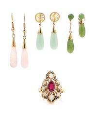 A Collection of Yellow Gold, Goldtone and Multigem Jewelry, 11.10 dwts.