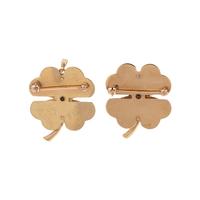 PAIR OF YELLOW GOLD AND DIAMOND CLOVER BOOCHES