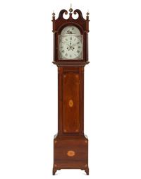 An English Mahogany and Marquetry Tall Case Clock
