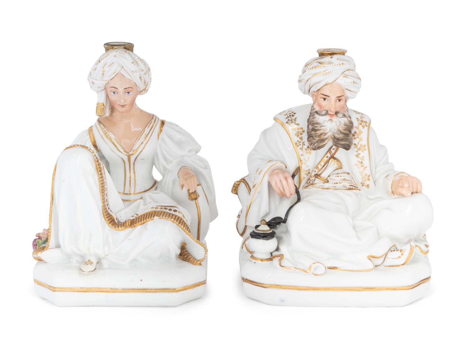 A Pair of Jacob Petit Porcelain Figural Candlesticks