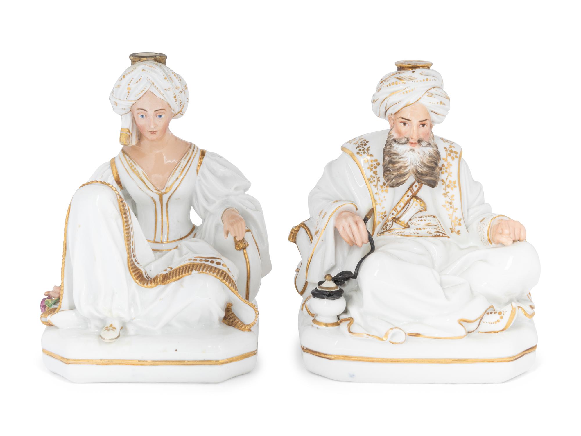A Pair of Jacob Petit Porcelain Figural Candlesticks