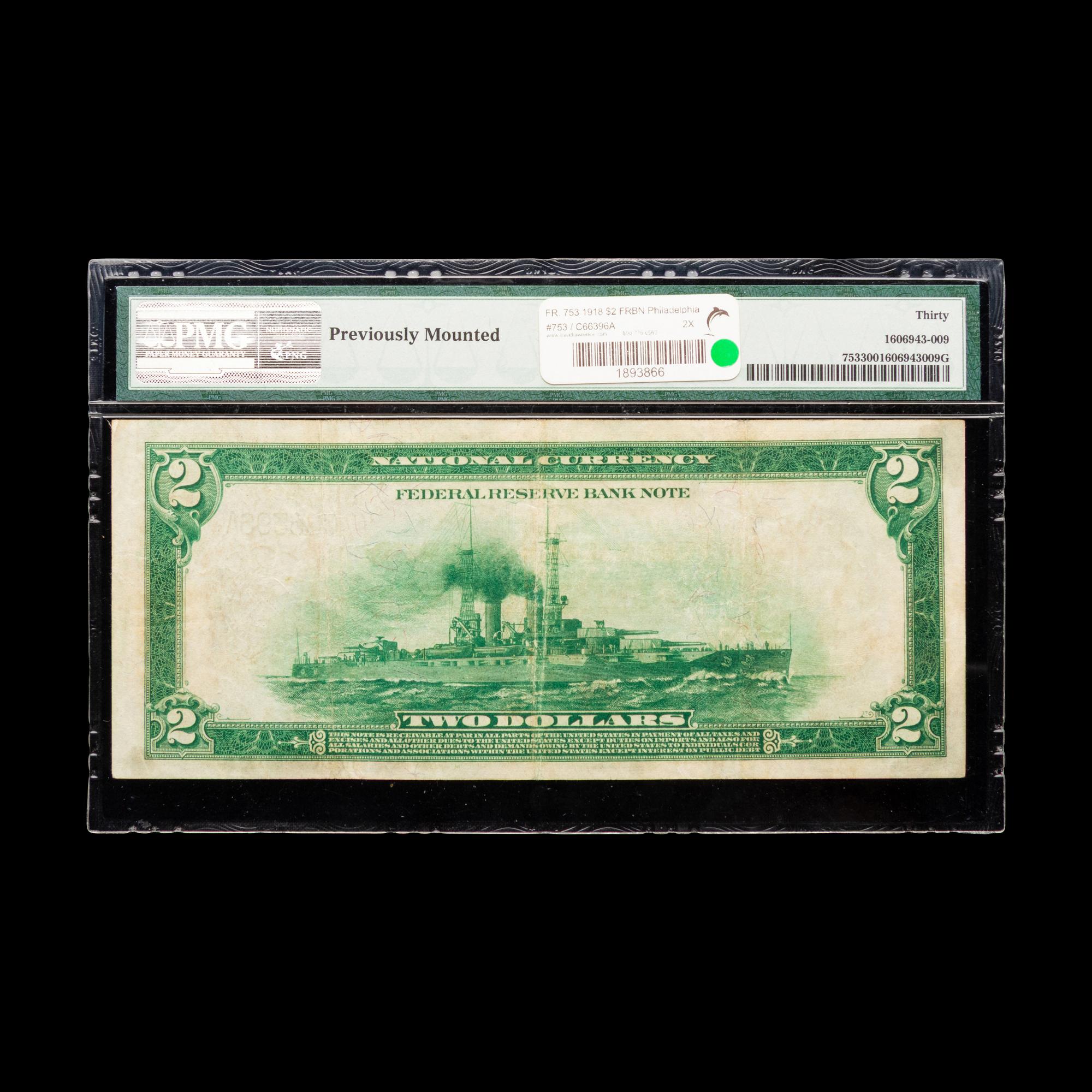 A Series 1918 Battleship $2 Federal Reserve Bank Note [PMG VF30]