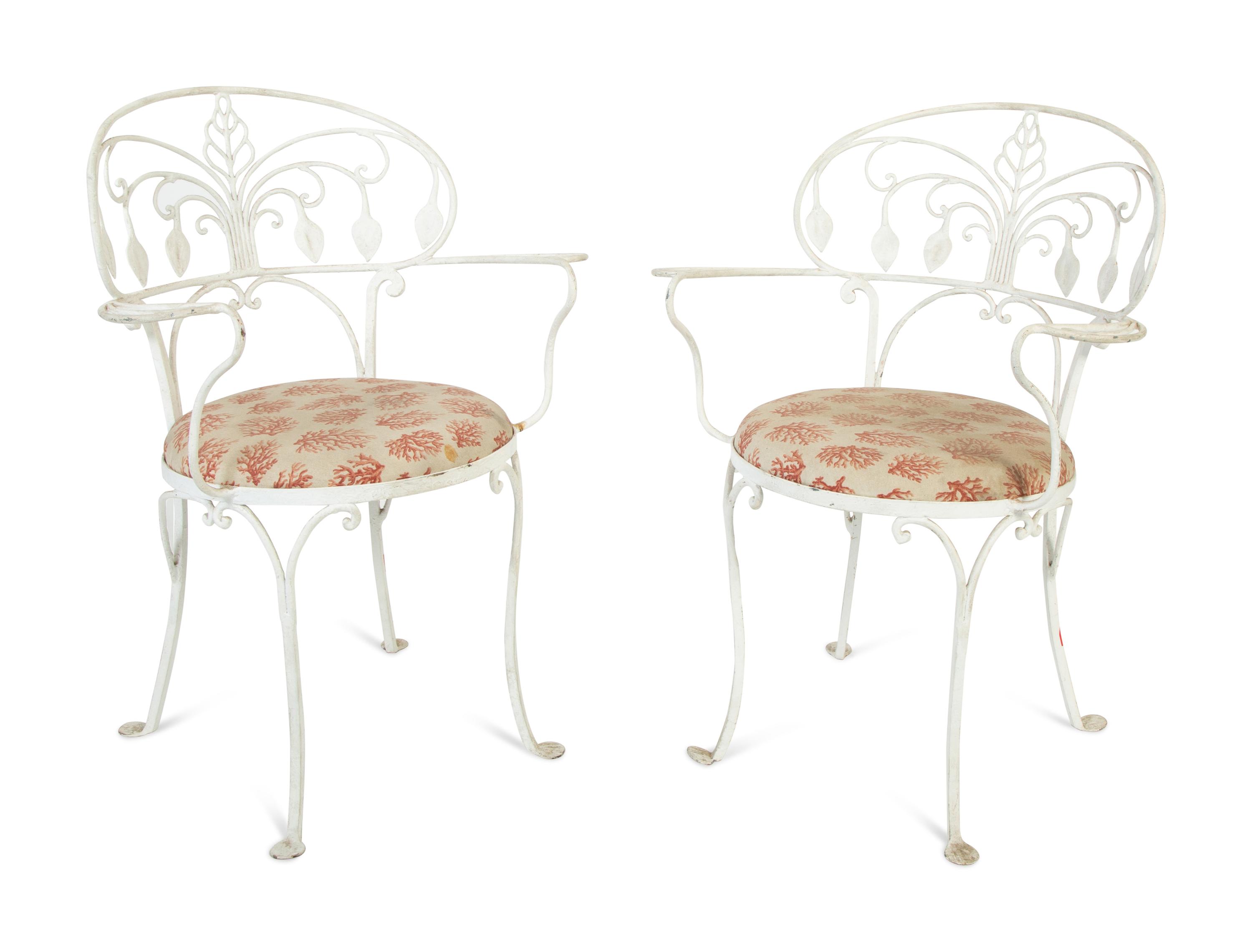 A Pair of White Painted Iron Garden Chairs — 20TH CENTURY