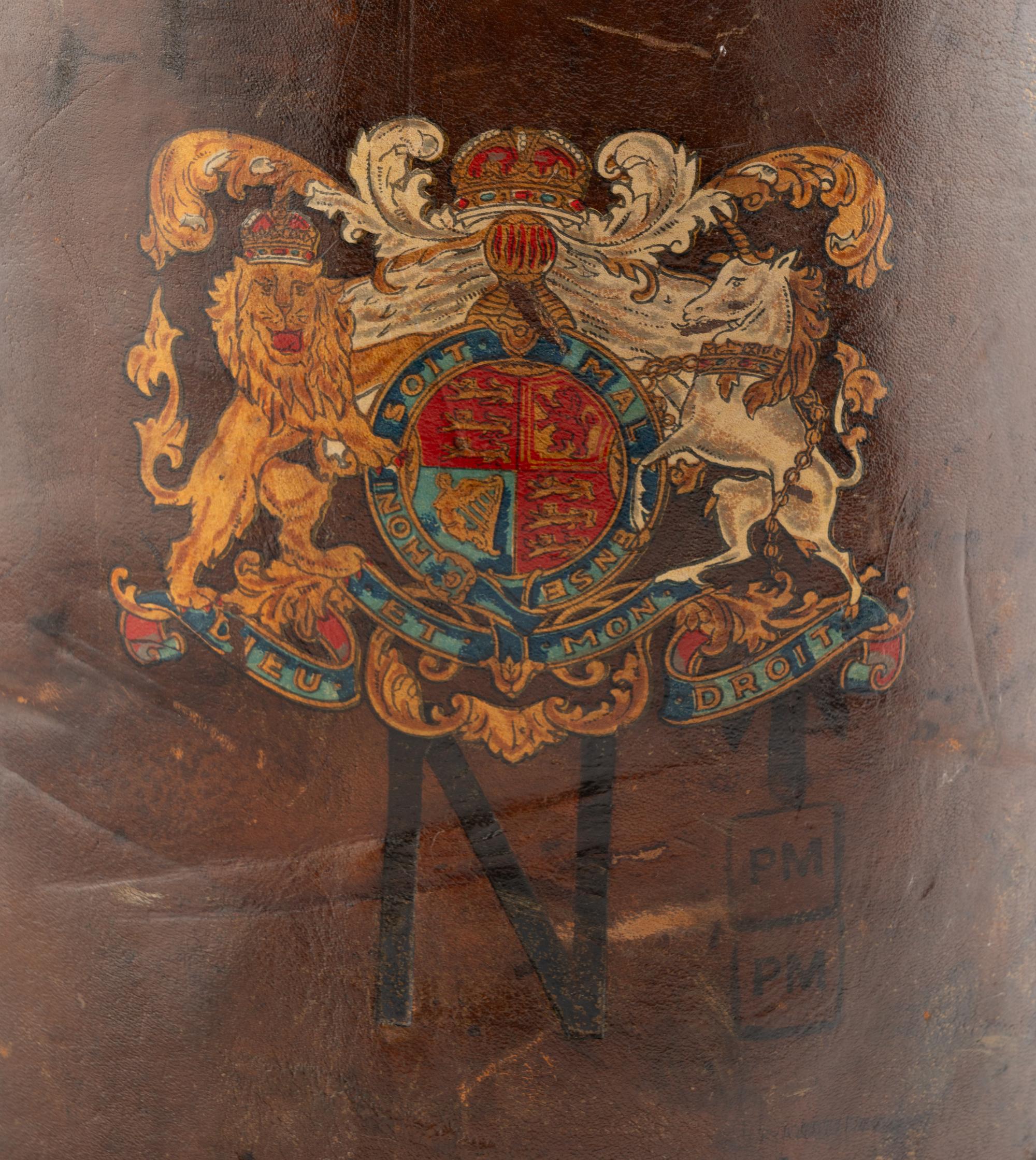 Two English Leather Artillery Buckets