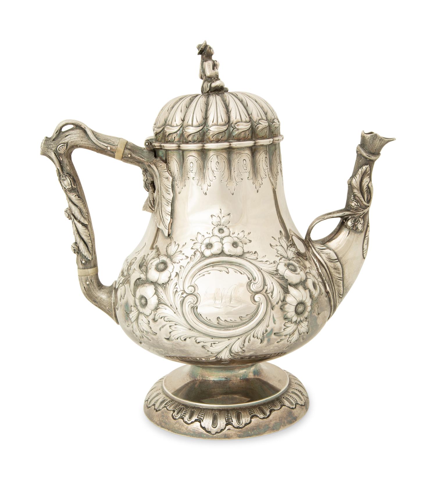 An American Coin Silver Three-Piece China Man Tea Service — R.W. Wilson, Circa 1825
