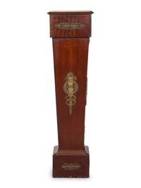 An Empire Style Gilt Metal Mounted Walnut Marble-Top Pedestal