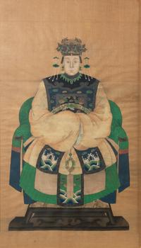 A Pair of Chinese Silk Paintings of Court Figures