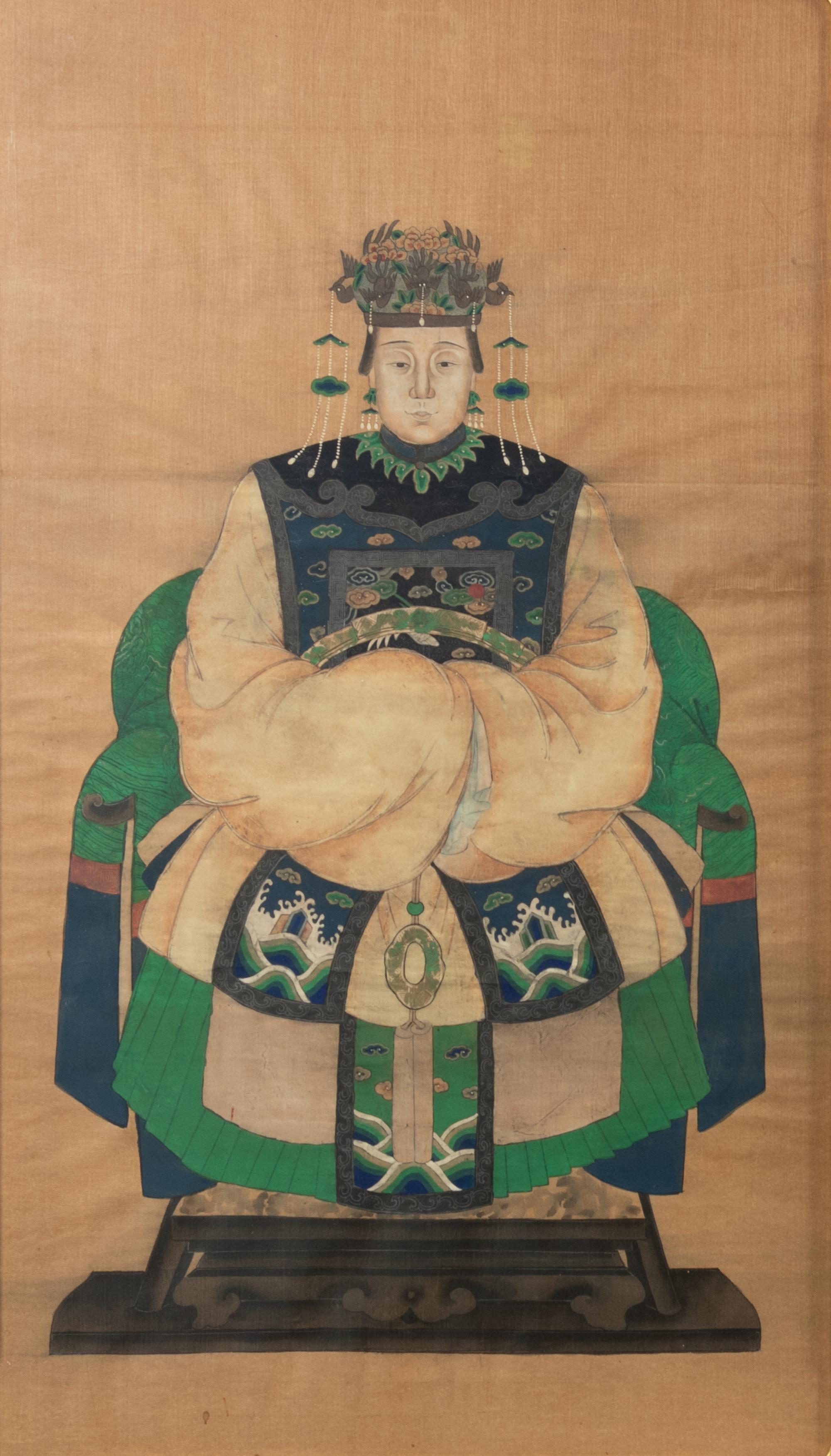 A Pair of Chinese Silk Paintings of Court Figures