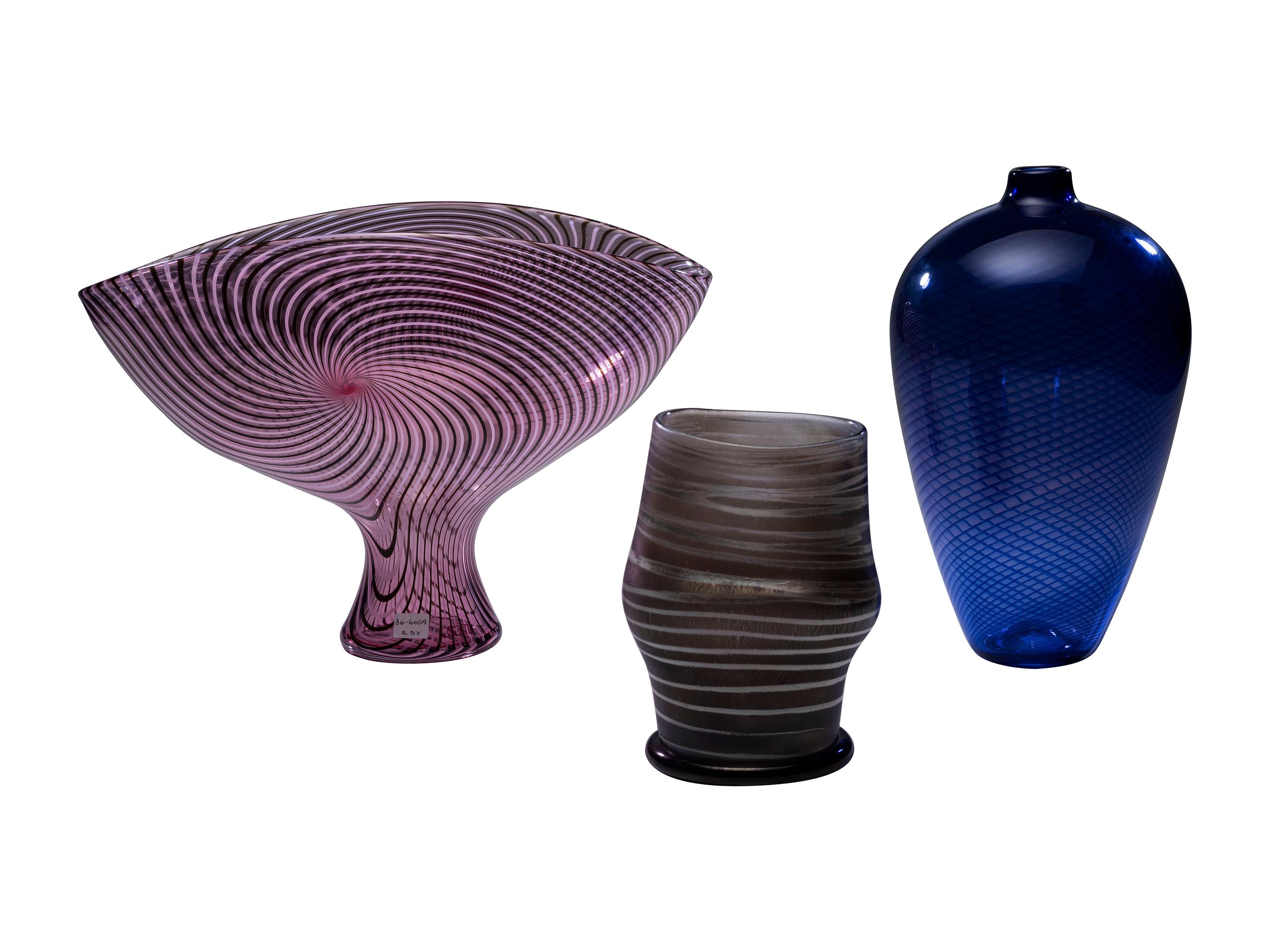 Three Art Glass Vessels
