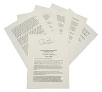 OBAMA, Barack. Duplicated typescript of his speech entitled “A More Perfect Union,” delivered at the Constitution Center in Philadelphia, March 18, 2008. [N.d.]. 10 pp., 4to . SIGNED BY OBAMA at head of the first page. (A few minor creases at edges.) Loose sheets; housed in calf folding case.