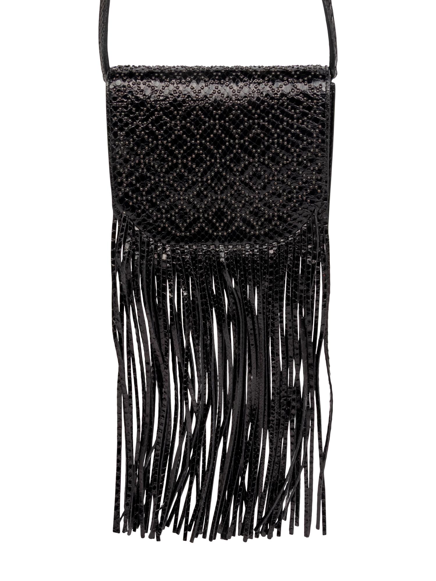 ALAÏA, FRINGED PYTHON FLAP BAG