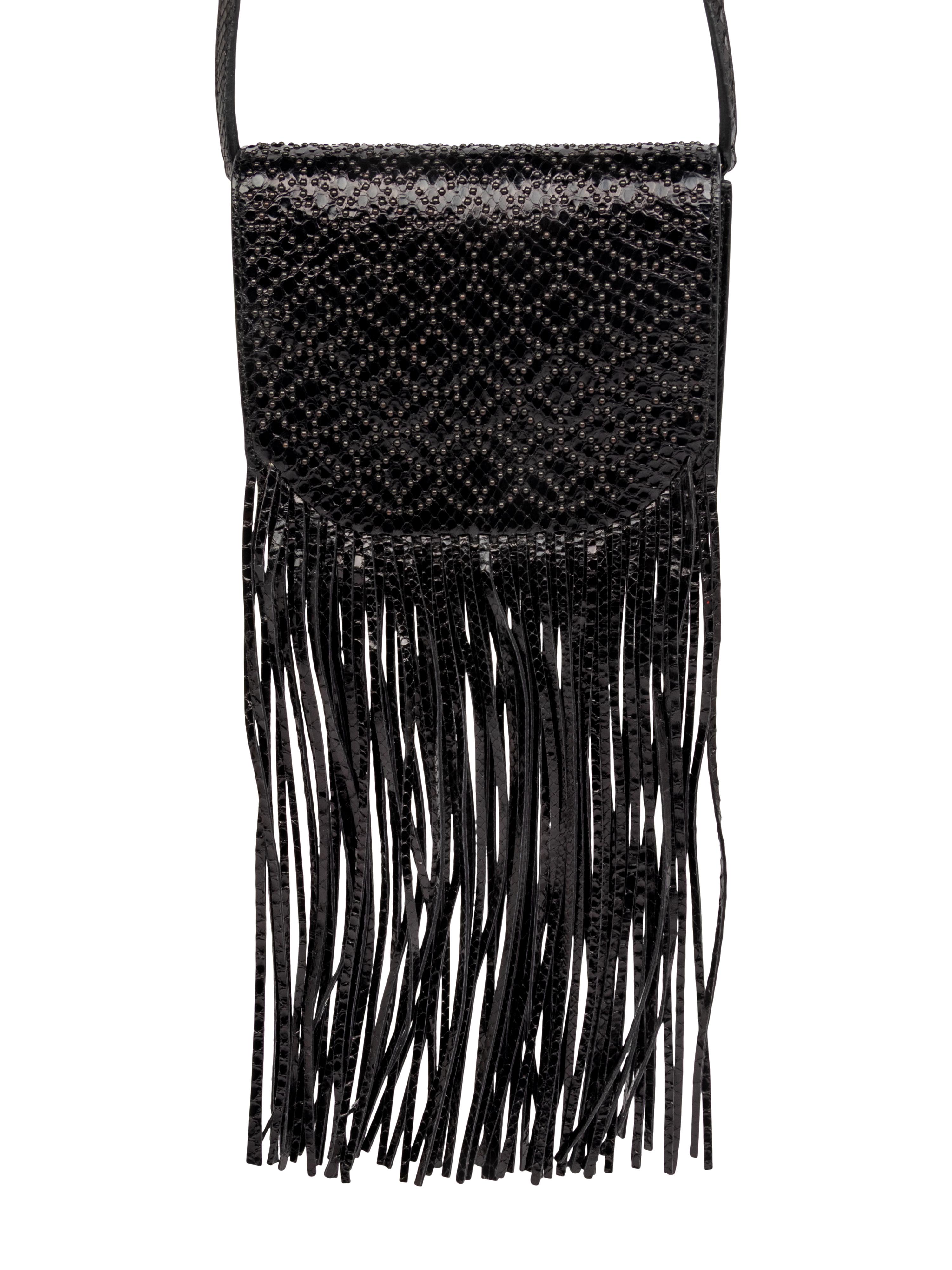 ALAÏA, FRINGED PYTHON FLAP BAG
