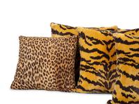Six Scalamandré Silk Velvet Tigre Pillows and Two Cheetah Design Pillows