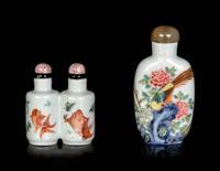 Two Chinese Famille Rose Porcelain Snuff Bottles