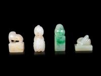 Four Chinese Jade and Jadeite Carvings of Animals