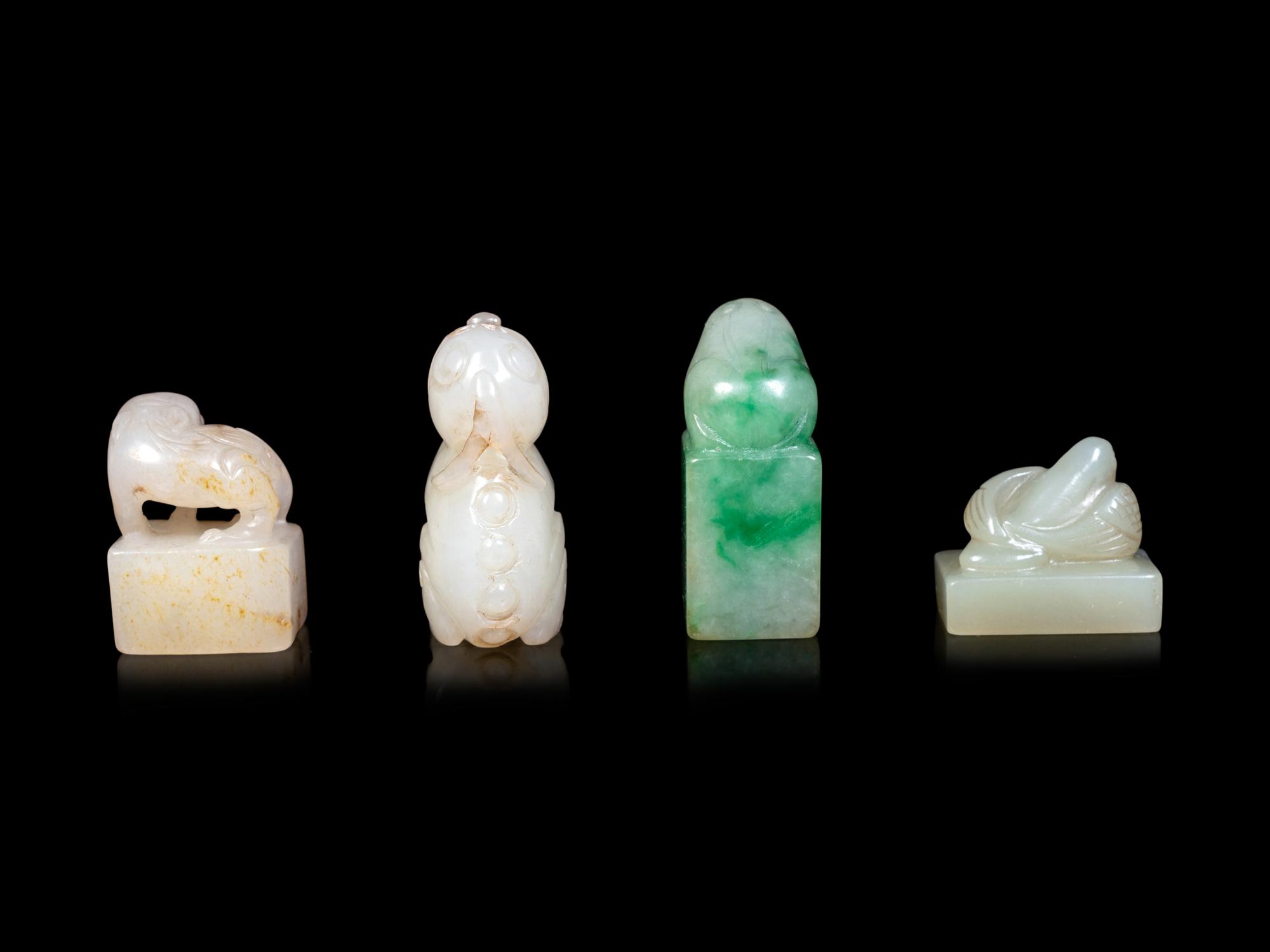 Four Chinese Jade and Jadeite Carvings of Animals