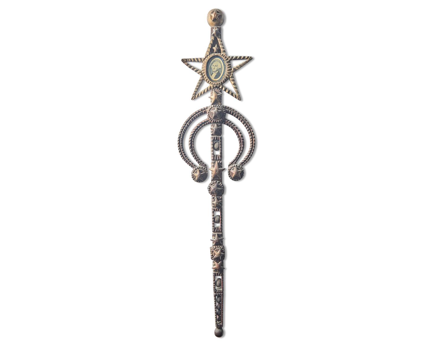 A Painted Tramp Art Presentation Sword Commemorating George Washington, Circa 1900